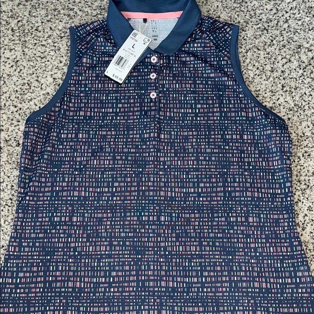 Women's Adidas golf sleeveless tank top blue and pink